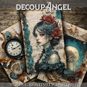 Ephemera Vintage - Lost in memories - Decoupage  Wrapping Paper Sheets