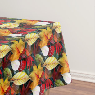 Ephemeral Autumn Foliage in Watercolor Vivid Bold Tablecloth