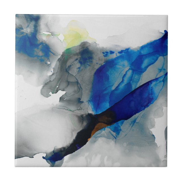 Ephemeral - Blue & Grey Ceramic Tile (Front)