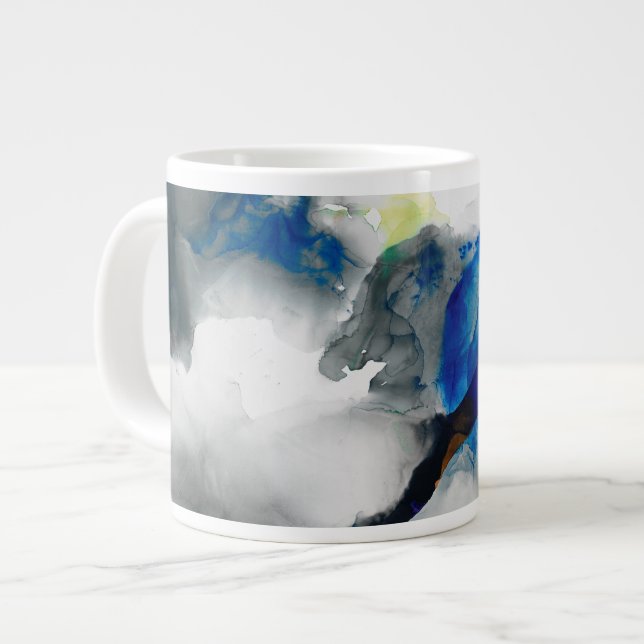 Ephemeral - Blue & Grey Giant Coffee Mug (Front Left)
