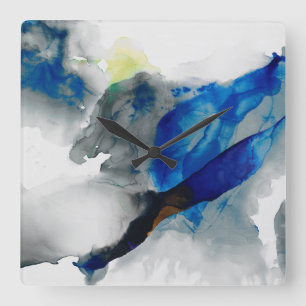 Ephemeral - Blue & Grey Square Wall Clock