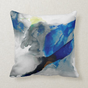 Ephemeral - Blue & Grey Throw Pillow