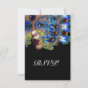 EPHEMERAL Classy Mardi Gras Masquerade Ball Rsvp Card