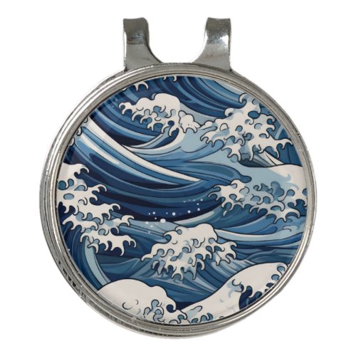 Ephemeral Crests Hokusai Waves Reimagined Golf Hat Clip