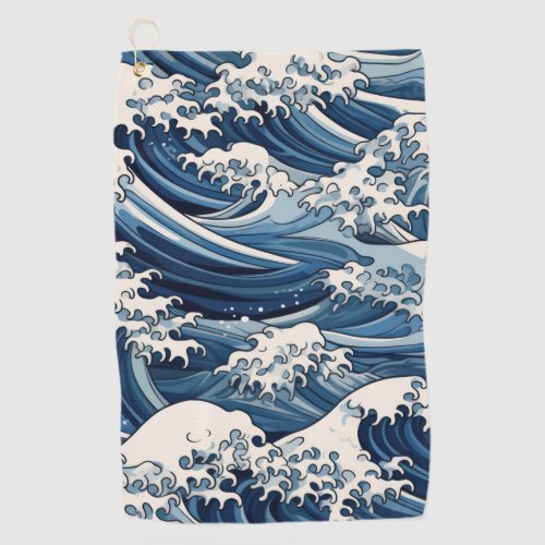 Ephemeral Crests Hokusai Waves Reimagined Golf Towel
