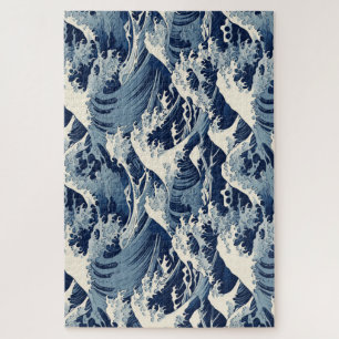 Ephemeral Crests: Hokusai Waves Reimagined Jigsaw Puzzle