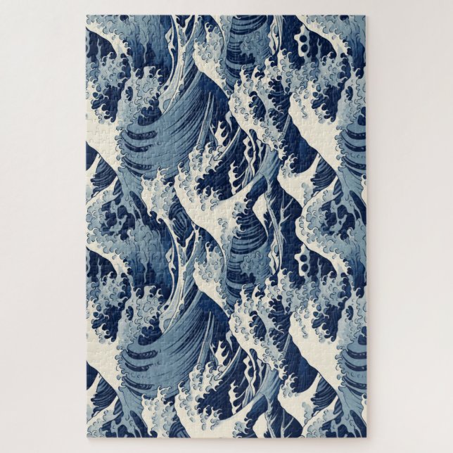 Ephemeral Crests: Hokusai Waves Reimagined Jigsaw Puzzle (Vertical)