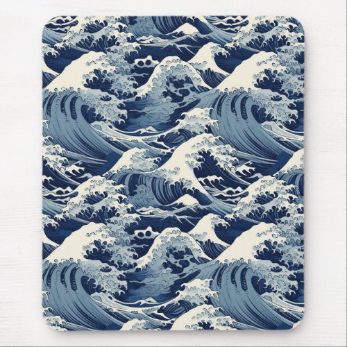 Ephemeral Crests Hokusai Waves Reimagined Mouse Pad