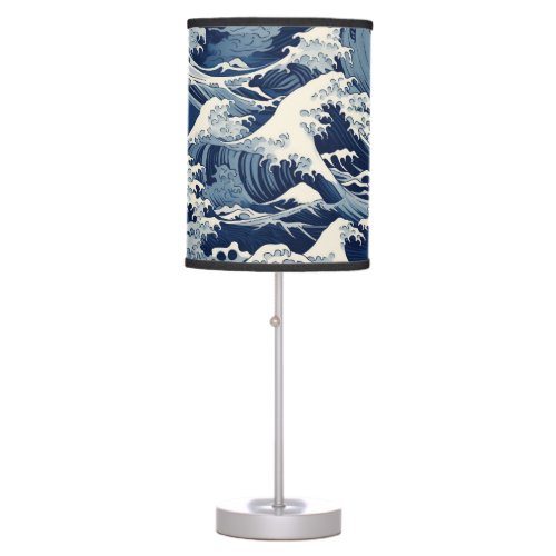 Ephemeral Crests Hokusai Waves Reimagined Table Lamp