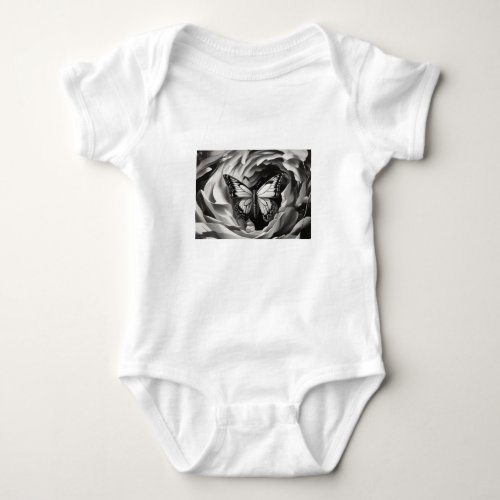 Ephemeral Elegance Emergence in Monochrome Baby Bodysuit