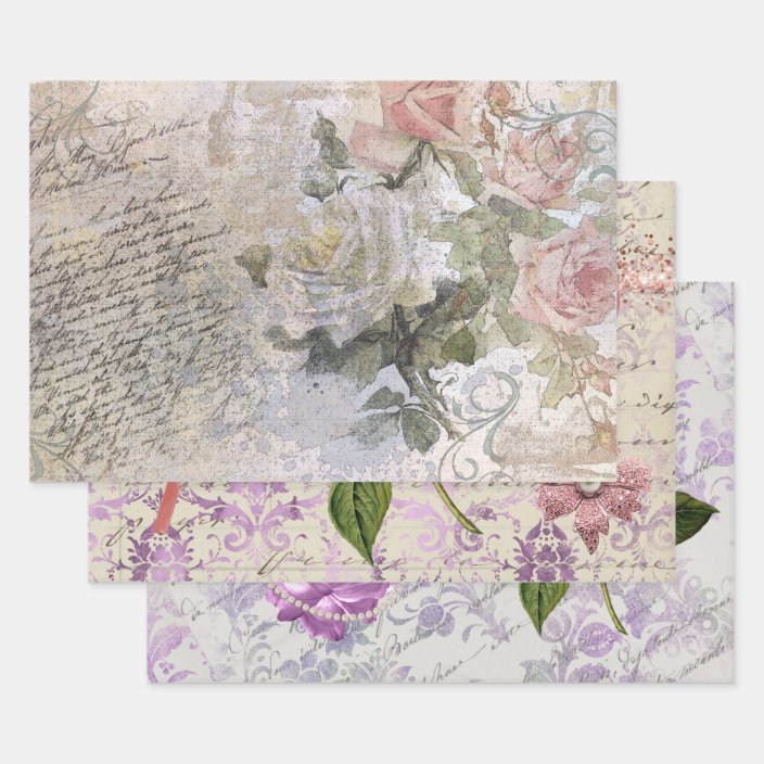 Ephemeral Floral Variety Decoupage Wrapping Paper Sheets