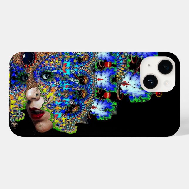 EPHEMERAL Lady With Fractal Mask Black Blue Case-Mate iPhone Case (Back (Horizontal))