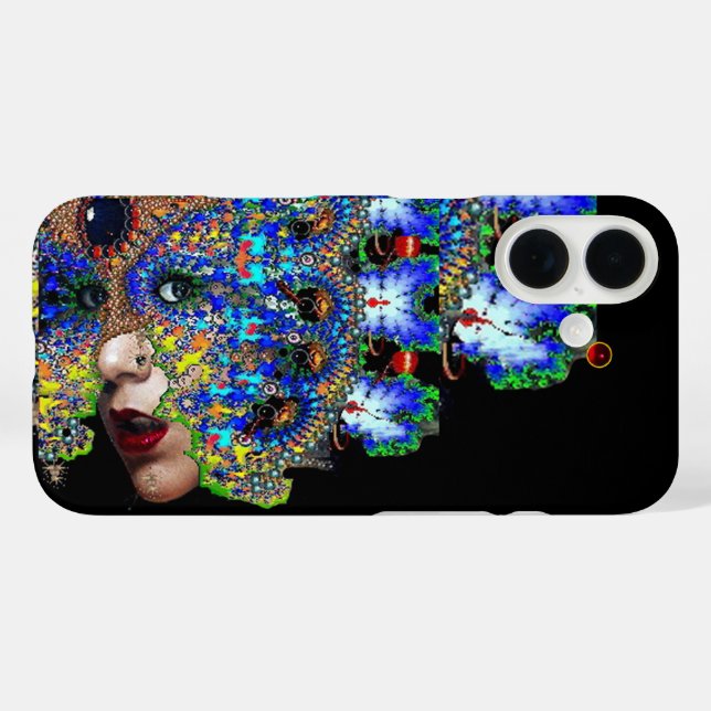 EPHEMERAL Lady With Fractal Mask Black Blue Case-Mate iPhone Case (Back (Horizontal))