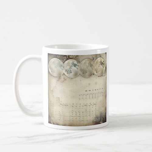 Ephemeral Lunar Display _ Vintage Moon Calendar Ar Coffee Mug