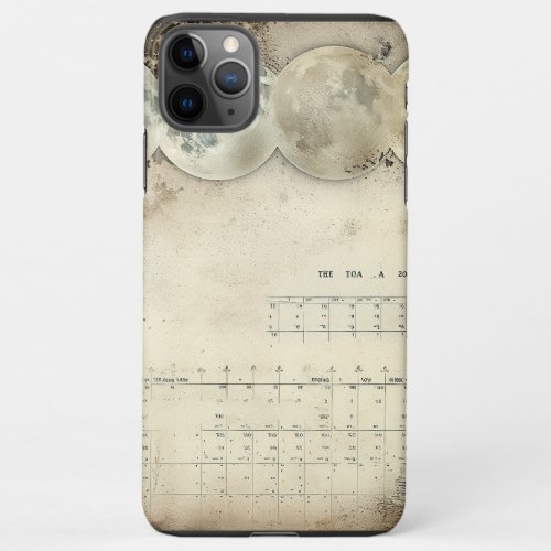 Ephemeral Lunar Display _ Vintage Moon Calendar Ar iPhone 11Pro Max Case
