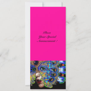 EPHEMERAL Mardi Gras Masquerade ball fuchsia,blue Announcement