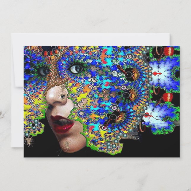 EPHEMERAL,Mardi Gras Masquerade Party black blue Invitation (Front)