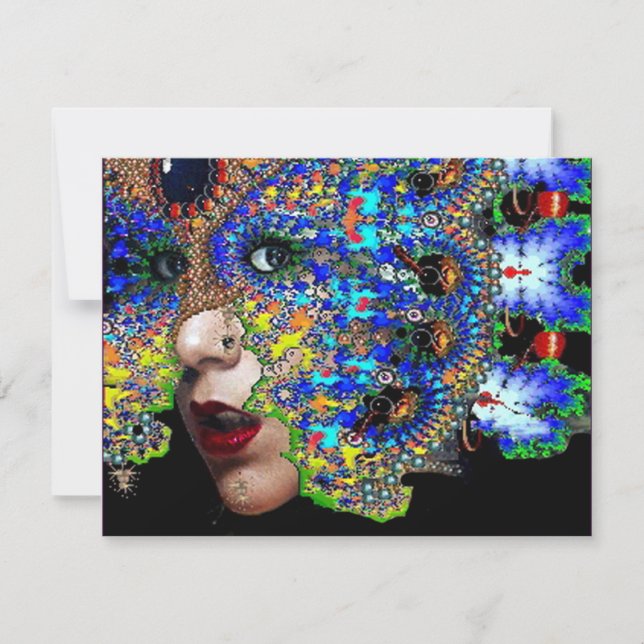 EPHEMERAL Mardi Gras Masquerade Party ,Blue, Mask Invitation (Front)