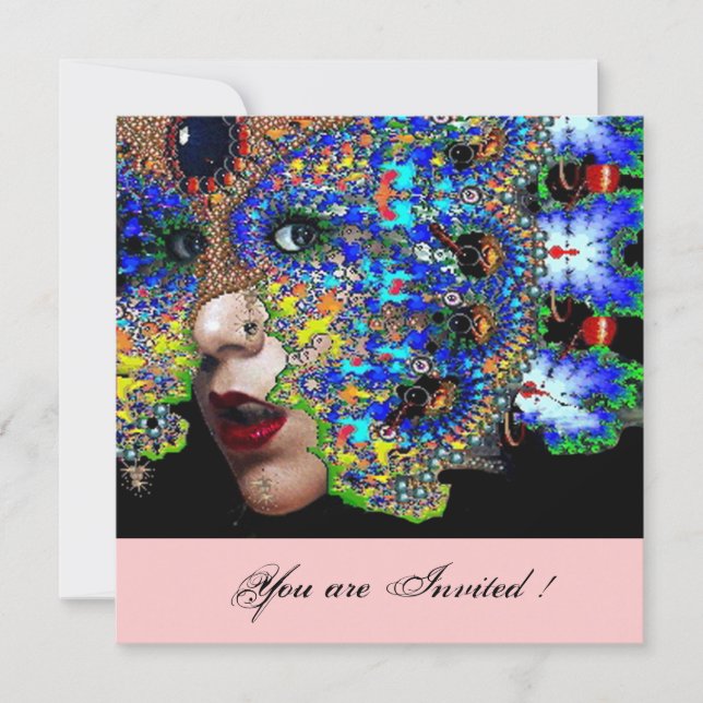 EPHEMERAL masquerade costume ball ,gold,pink Invitation (Front)