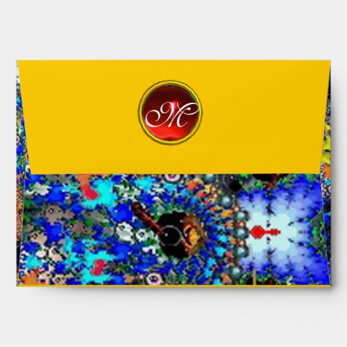 EPHEMERAL MONOGRAM blue yellow black red ruby Envelope