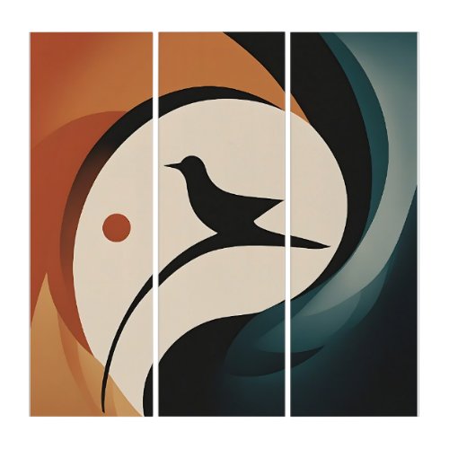 Ephemeral Passage Minimalist Bird Silhouette Triptych