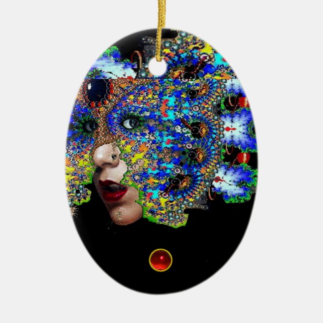 EPHEMERAL , Red Ruby , Blue Sapphire Ceramic Ornament (Front)