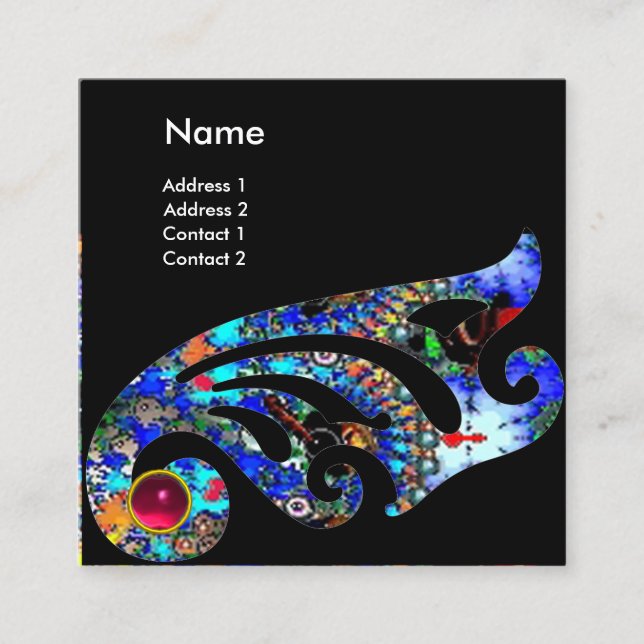 EPHEMERAL RUBY / Beauty Salon, Spa, Makeup Artist Square Business Card (Front)