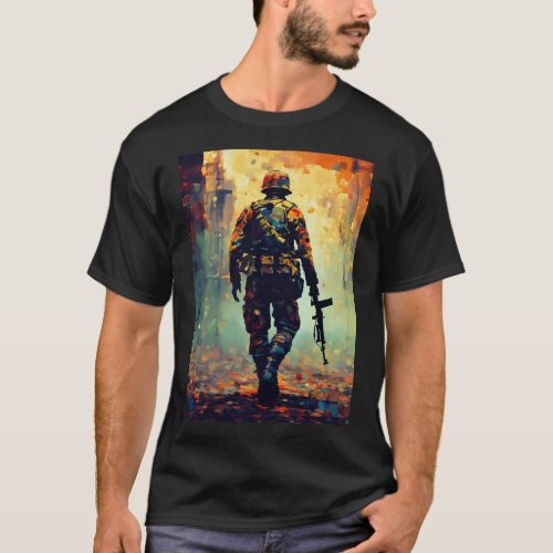 Ephemeral Valor Animated Abstract Fading Soldier  T_Shirt