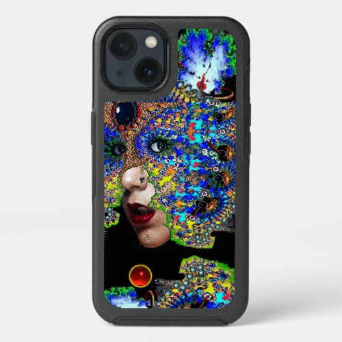 EPHEMERAL WOMAN WITH COLORFUL FRACTAL MASK Blue iPhone 13 Case