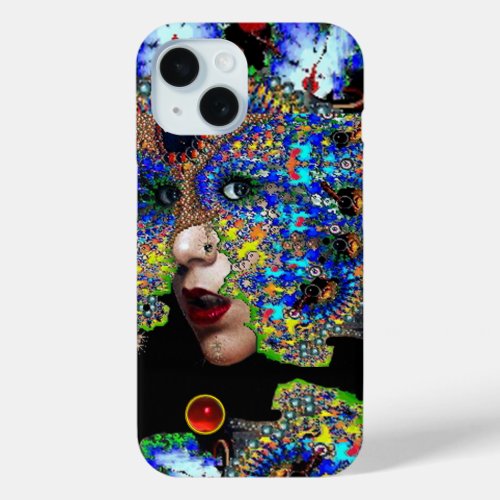 EPHEMERAL WOMAN WITH COLORFUL FRACTAL MASK iPhone 15 CASE