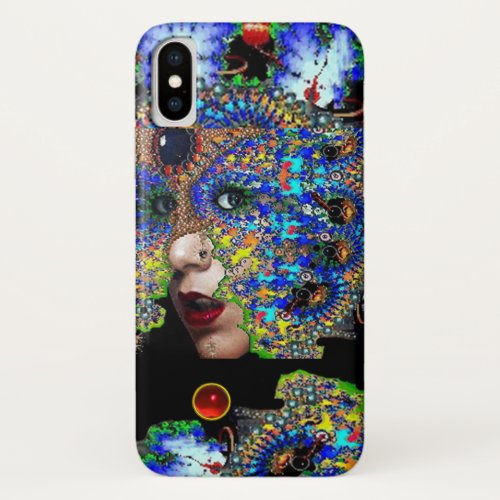 EPHEMERAL WOMAN WITH COLORFUL FRACTAL MASK iPhone X CASE