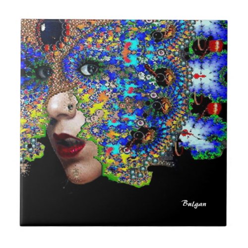 EPHEMERAL  WOMAN WITH FRACTAL MASK TILE