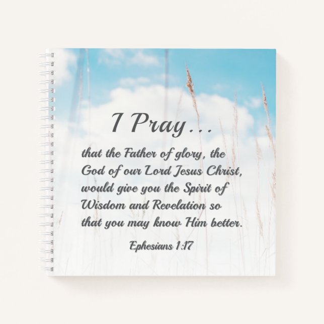 Ephesians 1:17 Bible Prayer for Wisdom Revelation Notebook (Front)