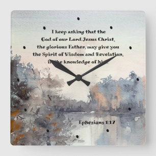 Ephesians 1:17 Spirit of Wisdom and Revelation Square Wall Clock