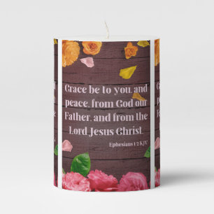Ephesians 1:2 KJV Bible Scripture Pic Pillar Candle