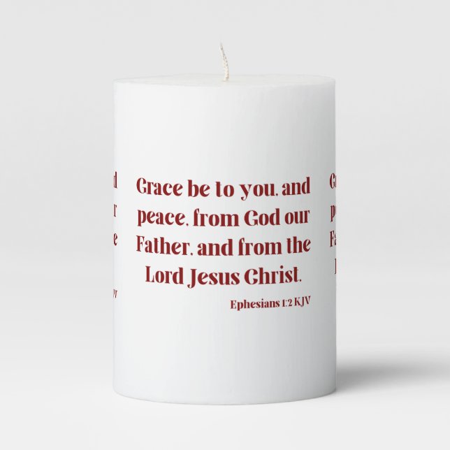 Ephesians 1:2 KJV Bible Scripture Pillar Candle (Front)