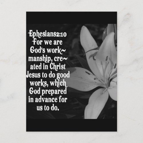 EPHESIANS 210 BIBLE SCRIPTURE QUOTE POSTCARD