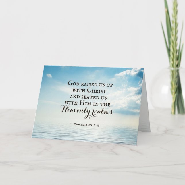 Ephesians 2:6 God raised us up with Christ, Bible Card (Front)