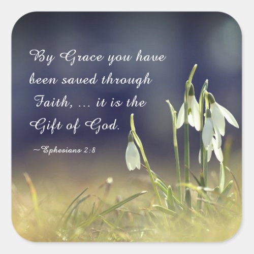 Ephesians 28 By Grace You Have Been Saved Bible Square Sticker