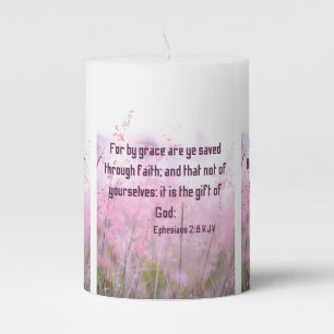 Ephesians 2:8 KJV Bible Scripture Pic Pillar Candle