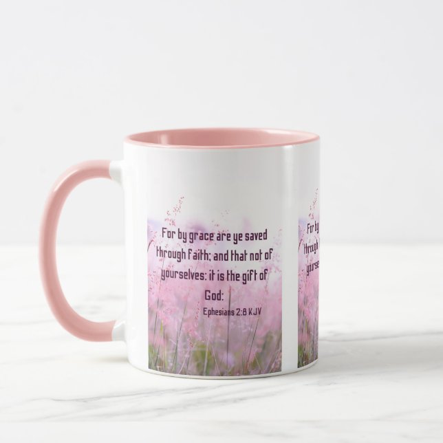 Ephesians 2:8 KJV Bible Scripture Pic Two-Tone Mug (Left)