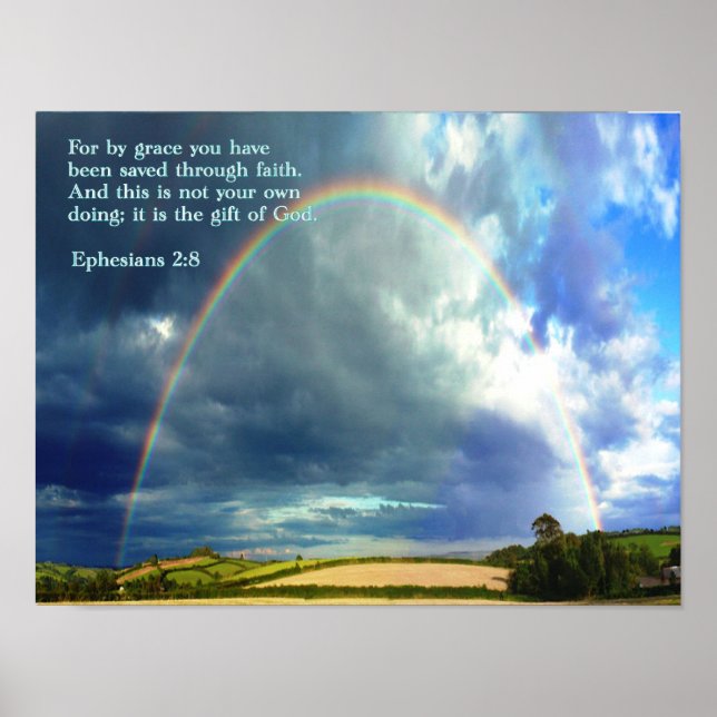 Ephesians 2:8 Rainbow Poster (Front)