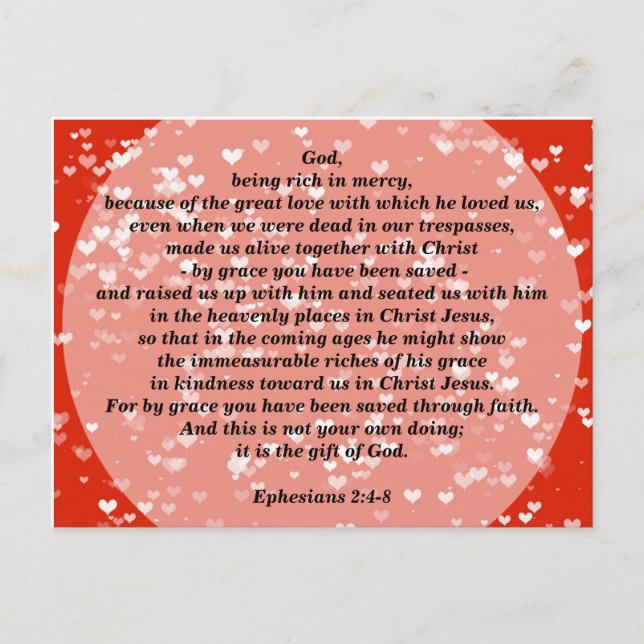 Ephesians 2 Saved by Grace Postcard (Front)