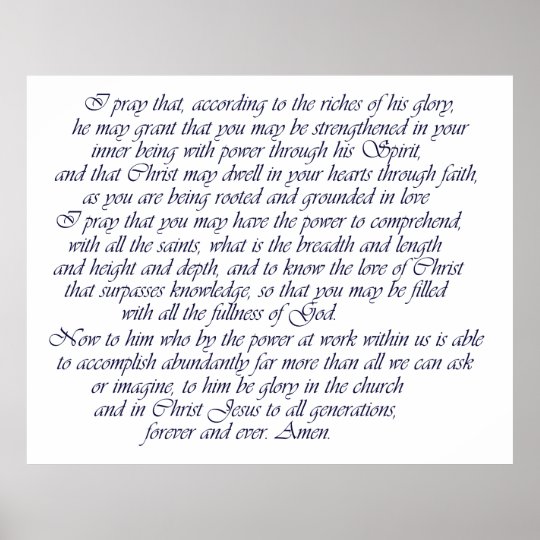 Ephesians 3:16-21 Poster | Zazzle.com