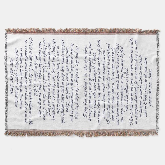 Ephesians 3:16-21 Prayer Throw Blanket (Front)