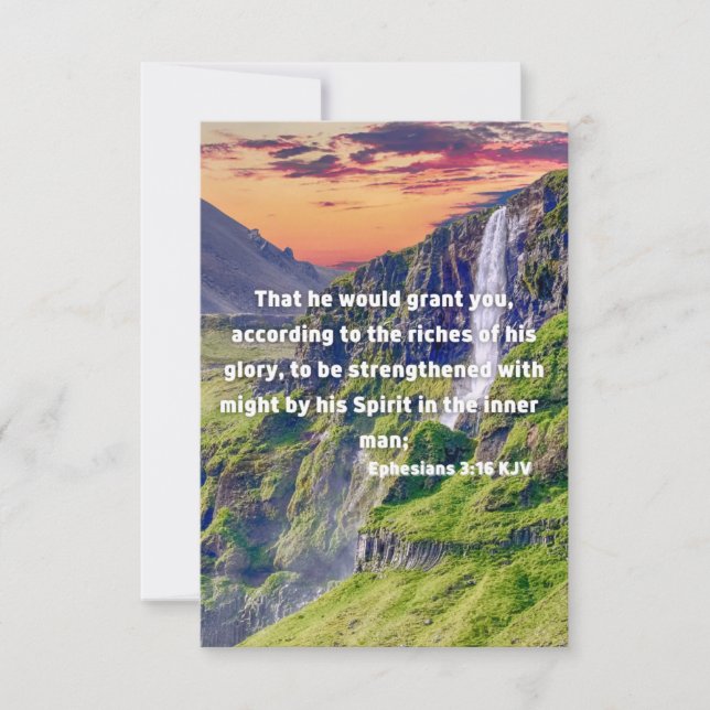 Ephesians 3:16 KJV Bible Verse Pic Flat Greeting Card (Front)