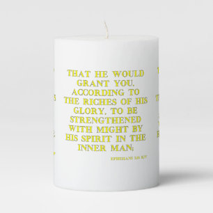 Ephesians 3:16 KJV Bible Verse Pillar Candle