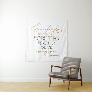 Ephesians 3:20 Bible Verse Black White Gold Tapestry