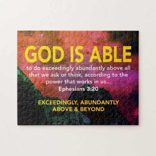 EPHESIANS 320 God Is Able Exceedingly RED Jigsaw Puzzle