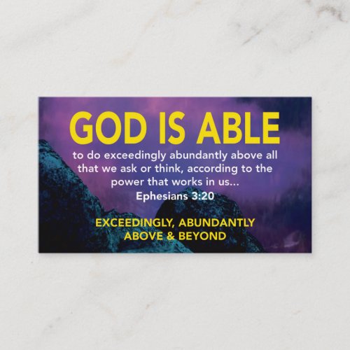 Ephesians 320  GOD IS ABLE Exceedingly Scripture Business Card